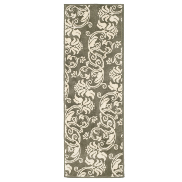 PLYH Floral Scroll Green/Beige Area Rug Wayfair